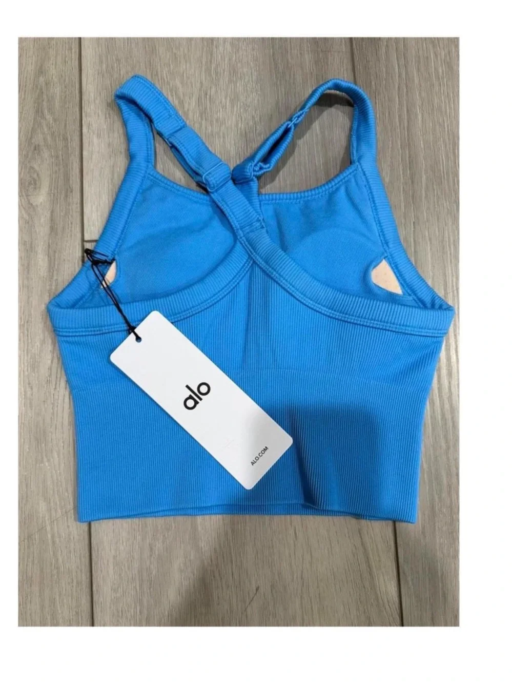 ALO Yoga Seamless Ribbed Favorite Bra Tank in Azure Blue  — Size XXS